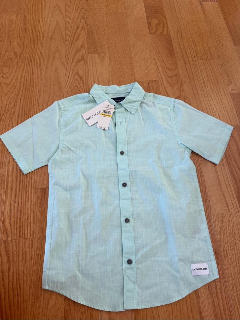 Calvin Klein Boy’s Short-Sleeve Mint Button-Down Shirt